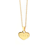 Collier en or gravé - cœur 3 initiales
